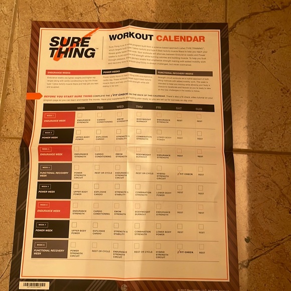 3/$20 Sure Thing Workout Calendar & Get Started Guide - Picture 2 of 5